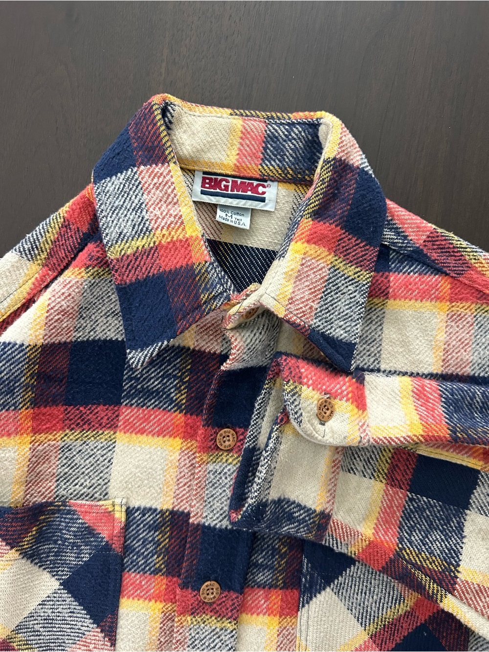 VTG 80s Big Mac Heavyweight Flannel Plaid Shirt Size M Tall Made In USA Workwear
